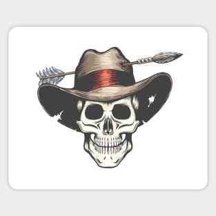 The Skull in Arrow shot Cowboy Hat Sticker